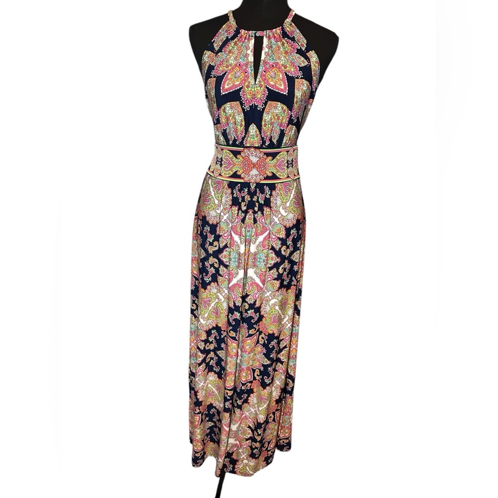London Times Multicolor Halter Maxi Dress